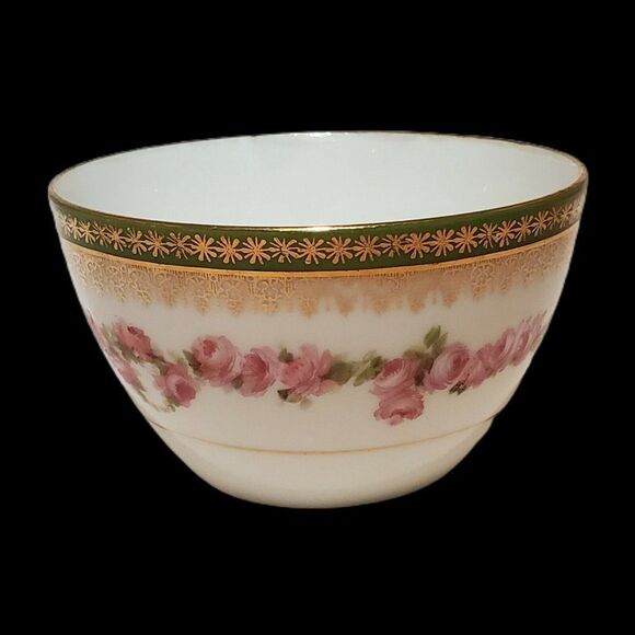 Antique Tea Cup Saucer Floral Gilded Hand Painted Porcelain Victorian MZ Austria - Picture 9 of 12